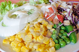 Mix vegetables salad, healthy food.