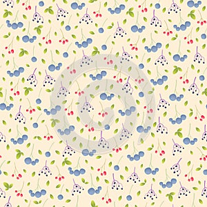 Mix wild berry seamless pattern vector background