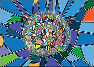 Cat stained glass and Multicolored glass