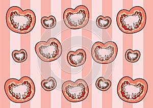 0584 tomato fabric pattern design.tomato wrapping paper and wale design pattern pink background illustration vector