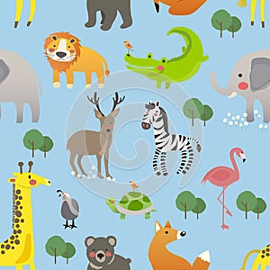 Mixed animal doodle vector illustration