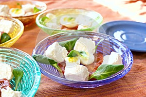 Mixed appetiser with cheese and eggs photo
