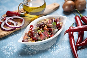 Mixed bean salad, healthy vegetarian meal