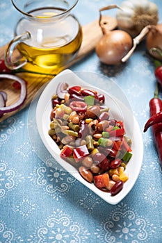 Mixed bean salad, healthy vegetarian meal