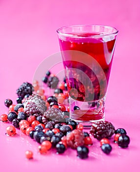 Mixed berries and berry juice