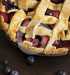 Mixed berries pie food photography