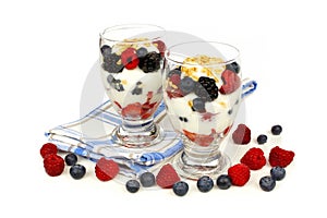 Mixed berry granola and yogurt parfaits