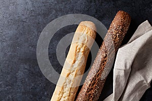 Mixed breads on stone table