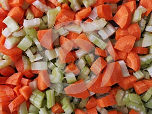 Mixed celery and carrot cut closeup