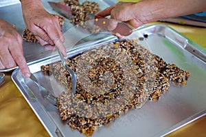 Mixed cereal seed in cereal granula muesli bar