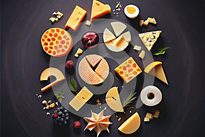 Mixed cheese platter sliced cheeses