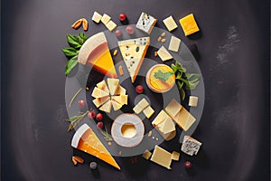 Mixed cheese platter sliced cheeses