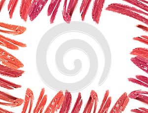 Mixed color lipstick cut around border with empty space.