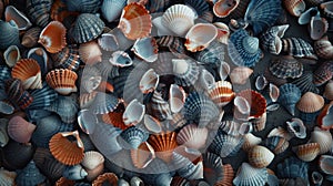 Mixed colorful sea shells as background