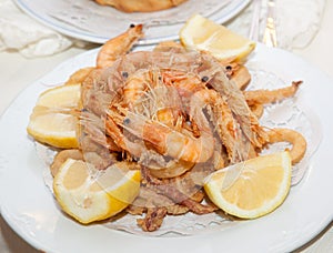 Mixed deep-fried fish shrimp and squid platter