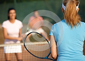 Mixed doubles tennis game