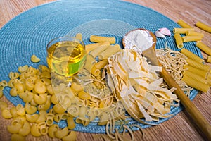 Mixed dried pasta selection