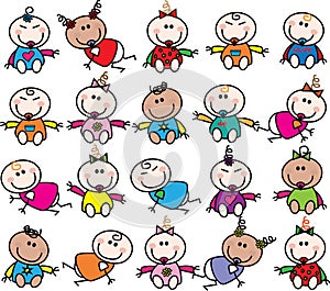 Mixed ethnic babies seamless pattern