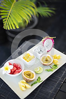 Mixed fresh tropical fruit platter