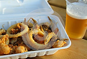 Mixed fried fish with shrimp squid and cuttlefish