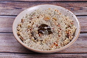 Mixed fried rice top view