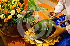 Mixed fruit carving in Thai style