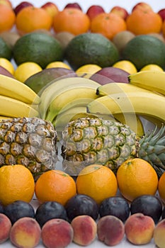 Mixed fruit closeup on white background