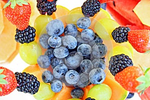 Mixed fruit dish with blueberries