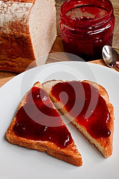 Mixed fruit jam on toast