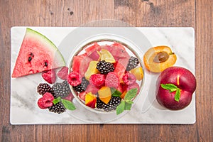 Mixed fruit salad with fresh fruit