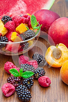 Mixed fruit salad with fresh fruit