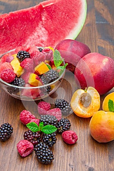 Mixed fruit salad with fresh fruit