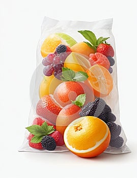 Mixed Fruits in a Plastic Bag ready for sales.