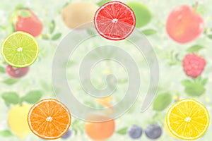 Mixed fruits slice background fresh Healthy natural food concept