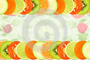 Mixed fruits slice background fresh Healthy natural food concept