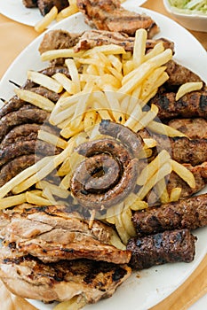 Mixed grill with french fries