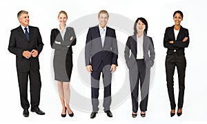 Mixed group of business men and women