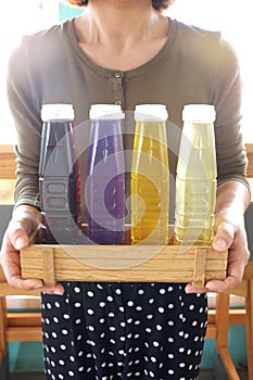 Mixed herb juice in plastic bottle