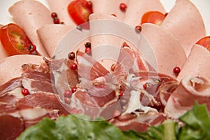 Mixed Meat coldcut texture closeup background