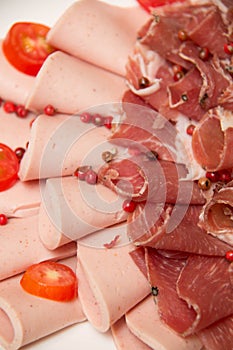 Mixed Meat coldcut texture closeup background