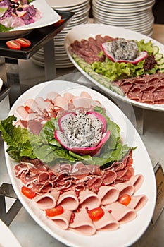 Mixed Meat coldcut texture closeup background