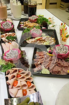 Mixed Meat coldcut texture closeup background