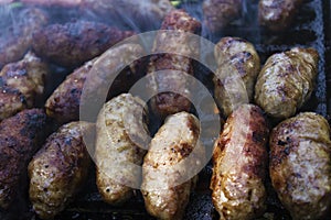 Mixed meat on grill photo