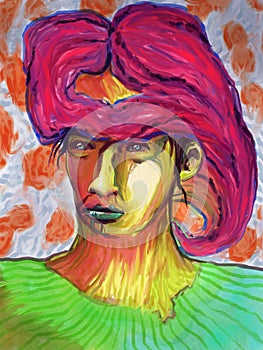 Mixed Media Abstract Face - Digital Painting