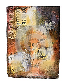 Mixed media painting on handmade paper photo