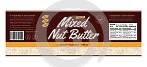 Mixed nut butter label and packaging design template