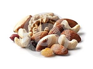 Mixed nuts on white backgrounds