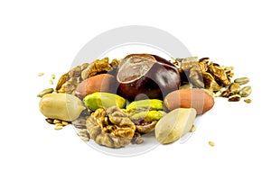 Mixed nuts on white backround