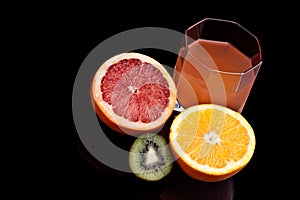 Mixed orange, kiwi and grapefruit juice