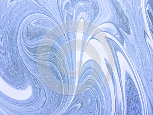 Mixed paint background white and light blue color. Abstract backdrop with curls